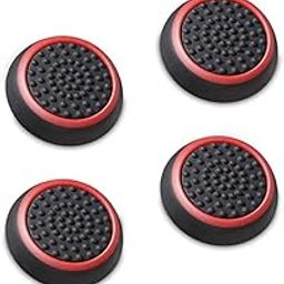 GET IN THE GAME THUMBSTICKS Analog Joystick Cap Cover COMPATIBILE with PS5/PS4/ PS3 /PS2 /Xbox Series X/Xbox ONE/Xbox 360 ETC Pack of 4 PCS - Black N RED-0