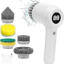 IGNOTI Multi-Functional Electric Cleaning Brush 5 in 1 Magic Power Scrubber Household Cleaning Tools Spin Scrubber with 5 Brush Heads, Buffer Polisher, for Bathroom, Shower, Tub, Kitchen Floor-17