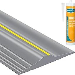 Universal Garage Door Rubber Threshold Strip with 300ml Black Adhesive/Sealant, Weatherproof Sealing Strip, Seal, Caulking Tape, DIY Weather Stripping Replacement (Grey)-image-4