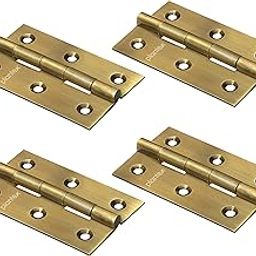 Plantex Heavy Duty Stainless Steel Door Butt Hinges 3 inch x 16 Gauge/1.5 mm Thickness Home/Office/Hotel for Main Door/Wooden/Bedroom/Kitchen/Kabza - Pack of 4 (Brass Antique)-24