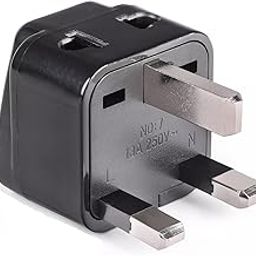 Adaptro India to UK Plug Adapter – Type G Converter for London, UAE, Hong Kong, Singapore, Malaysia and Ireland – 13A 2 in 1 Universal Travel Adapter for Mobile, Laptop, Camera – Black, 1 Adaptor-14