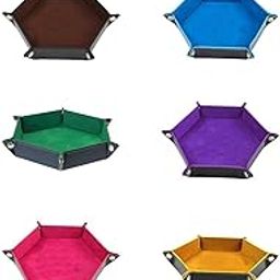ATORSE Toy 6X Hex Dice Trays Dice Rolling Tray Desktop Home Living Room Leather Tray-Toys & Hobbies-Games-Game Pieces Parts-14
