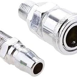 HOSEMART Pneumatic Quick Connector PM20 + SM20 1/4 BSP Aluminium QRC Air Line Hose Quick Fittings Coupler (Silver)-image-50