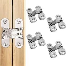Serplex® 4Pcs Door Hinges Zinc Alloy Door Hinges Furniture Cabinet Door Hinges Invisible Embedded Hinges for Wooden Door, Cabinet Door, Closet-58