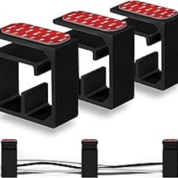 3pc VHB Cable Organizer Holder, for Heavy Cables, PC Cords & Wires with Strong Adhesive, Under Desk Mount Management System - Large (Black)-image-81
