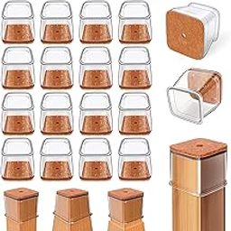 CoolShef 16 Pcs Silicone Chair Leg Protectors with Felt Bottom, Non-Slip Floor Protectors for Square Legs (1.02-1.5 Inch), Furniture Pads for Hardwood Floors, Dining Chairs, Bar Stools, Office Chairs-image-71