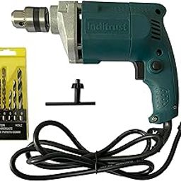 Inditrust 6-Month warranty BLUE 350w 10mm Electric Drill machine 100% Copper Winding with 9pc Drill Bits Set, 3 Masonry, 3Wood and 3 Metal Bits.-image-47