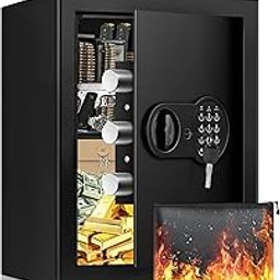 2.5 Cu ft Large Home Safe Fireproof Waterproof, Fireproof Safe Box with Fireproof Document Bag, Programmable Keypad and Removable Shelf, Anti-Theft Digital Safe for Home Business Office Valuables-image-33