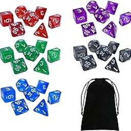 UJEAVETTE Toy 35Pcs Polyhedral Dices with Storage Bag Toy for Table Games Parties Style E Game Pieces, Parts-image-81