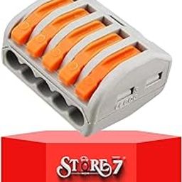 STORE77® 5Pcs Compact Lever Wire Nut Connector (5 Port), Splicing Wire Connector, Universal Quick Wiring Cable Connection Push-in Conductor Terminal Block-21