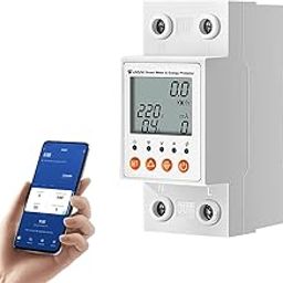 eMylo Smart WiFi Energy Meter, Single-Phase DIN Rail LCD Digital Counter, Leakage Circuit Breaker Switch AC 80-400V, Power Consumption Monitor Meter, Support Alexa App Remote Control-image-2