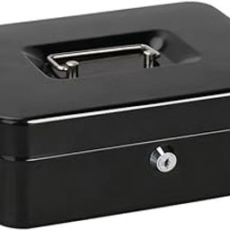 BAHUNAMI 10" Cash Box with Key Lock | Portable Petty Cash Box with Coin Tray | Money Safe Box | Multi-color (10 Inch)-image-55