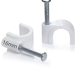 SHIVANSH TECHNOLOGY® Cable Clips with Metal Nails for Cable Management Cord Organizer, Round Wire Fastener Clamps for Hanging Cables Fitting on Wall | Pack of 100, (16mm, White)-image-81