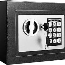 Small Safe Box, Electronic Digital Combination Lock Safe with Keypad for Money, Firearm, Documents, Valuables (Black 1)-picture-5