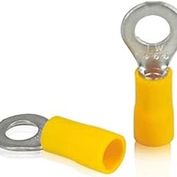 GLOBOMOTIVE Ring Insulated Electrical Wire Crimp Terminals Connectors – E-Copper Wire Lug Battery Cable Ends Eyelets Cable Entry 4-6 sqmm Ring Dia: 6 mm Pack of 20-18