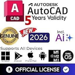 AutoCAD 5 Years Genuine License (New 2026 Edition with Ai) 5 Years Subscription NEW 100% Genuine (3 Users/ 3 Devices) (For Windows, MacOS, Android, iOS, M1, M2, M3, M4) (INCLUDES 24+ Specialized Toolsets, architecture, engineering, Agriculture & more.)-10