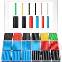 KIRIADA Electrical Wire Cable Sleeving Wrap- 560Pieces Heat Shrink Tubing 2:1 Cable Wrap Assortment Electric Insulation Heat Shrink Tube Kit with Box(5 colors/12 Sizes) Black, Red, Blue, Yellow,Green-6