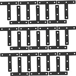 Anneome 20pcs Black t Brace Flat Brackets Heavy Duty Furniture Fasteners for Shelves Tables and Beds Cold Rolled Steel with Strong Load-Bearing Capacity-image-110
