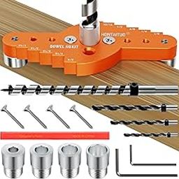 Dowel Jig Kit for Floating Shelf Bracket with 1/2" x 11.81" Drill Bit,Self-centering Scriber,Straight Hole Drill Guide for Installing Hidden Bracket,Woodworking Tools-2