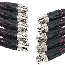 Erh India (Pack of 10 BNC Male Plug Pin Solderless Straight Video Adapter BNC Connector for CCTV Surveillance Camera Security System BNC connectors for CCTV,Silver-28