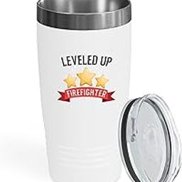 Occupation White Viking Tumbler 20oz - Leveled Up Firefighter - Fireman Firefighting Job Axe Hydrant Extinguisher Helmet Sirens Fire Chief-image-59