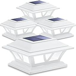 Siedinlar Solar Post Lights Outdoor 2 Modes LED Fence Deck Cap Light for 4x4 5x5 6x6 Posts Garden Patio Decoration Warm White/Cool White Lighting White (4 Pack)-image-43