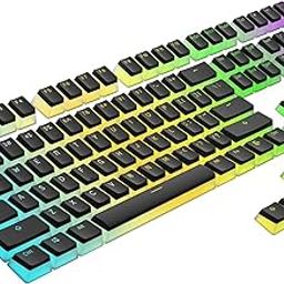 Tobo Pudding PBT Keycaps | 129 Double Shot Translucent ANSI US & ISO Layout | OEM Profile for RGB Mechanical Gaming Keyboard (Black)-image-99