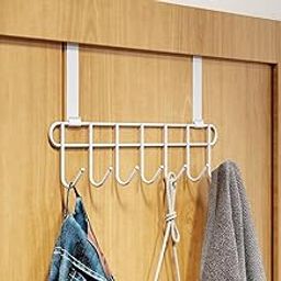 Multi-Alloy Steel Over-The-Door Hook Hanger Rack | No Drilling Required, 7 Hooks for Bedroom, Bathroom & Kitchen Doors | Hanging Organizer, White (Pack of 1)-38
