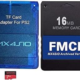 RGEEK PS2 MX4ISO TF Card Adapter with 128G TF and PS2 FMCB MX4ISO Archived Version Card for PS2 All Fat and Slim Consoles, PS2 Memory Card-16