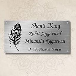Personalized Name Plate for Home Entrance Waterproof & Long Lasting Custom Door Name Plates for Flat,Villa, Bungalow, Apartment,Office & Outdoor Unique Housewarming Gift (Stainless Steel)-22