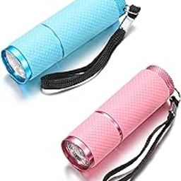 NHCDFA 2 Pcs Mini Torch, Mini Light, Small Torch Small Keychain Torch Light, with Rubber Grip for Camping Hiking Outdoors Gift (Blue, Pink)-44
