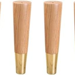 Aakash Décor 4 Pcs Wooden Sofa Legs - Wood Legs for Table and Furniture | Heavy Duty Finish Sofa Legs with Mounting Plate (6 Inches Skin Gold Leg)-image-99