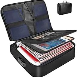 Rdipsie Fireproof Document Safe, Home & Travel Waterproof Box with Lock, 14.6'x 11.4'x 3.9' (Black)-image-65