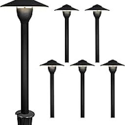 GKOLED 6 Pack Aluminum Pathway Lights, Low Voltage LED Light 9-15V AC/DC Outdoor Walkway Lighting with Built-in 3W 3000K LED Chips for Patio, Lawn, Ground Stake Included, IP68 Rated-image-5
