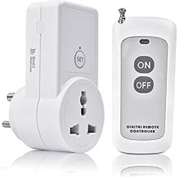 Blackt Electrotech (BT16H): 3 PIN Wireless RF Remote Control Power Outlet Light Switch Socket 100 Meter Range with Plug, 10 Amps - 1 RF Remote for Home Lamp Holder Adapter-23