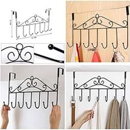 Multi - Functional Steel Over The Door Hook Hanger Organizer/Wall Hook Rack for Hanging Clothes, Door Hanger for Clothes Without Drill-75