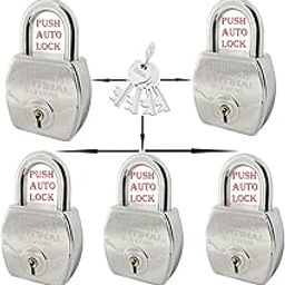 5 Locks with Same Key | Multiple Locks with Single Key | Common Key Lock | Steel Body | Lock for Home, Shutter, gate, Door, Channel, Shop, Outdoor, Indoor | Same Key Lock Set of 5 with 4 Keys-17