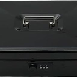 STORE 2508 Metal Cash Box with Number Combination Lock (Large Black)-image-33