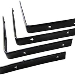 Black 'L Angles' Clamps Brackets Made of Strong Iron. A Set of 4 Pieces for shelve Support with Double Hole (Size 4x4 inch; 11x12cm)-picture-2
