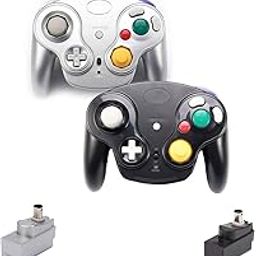 VTone Wireless Gamecube Controller, 2 Pieces 2.4G Wireless Classic Gamepad with Receiver Adapter for Wii Gamecube NGC GC (Black and Silver)-11
