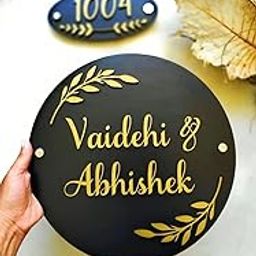 Name plate for home entrance | Wood Personalized Name Plate with 3D Letters | Door name plates | Name Plate For Home, Office & Outdoor Entrance 30x30 cm withs small house number plate-picture-10