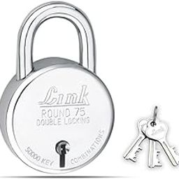 Link New Round 75 MM Silver Steel Lock with 3 Keys | Lock and Keys | Door Lock | Padlock for Home, Office, Shop-picture-15