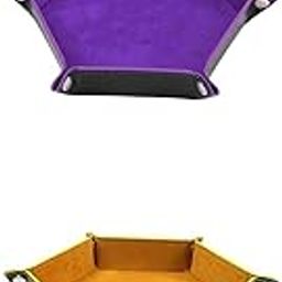 UJEAVETTE Toy 2X Dice Tray Foldable Leather Storage Box Desktop Storage Holder Game Pieces, Parts-image-86