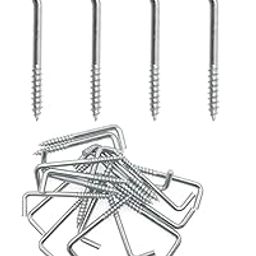 Mecion Square Bend M5-60x18mm Right-Angle L Shaped Hooks - 20pcs Zinc Plated Self-Tapping Screw Hooks for Hanging-image-26