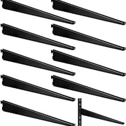Yalikop 10 Pack Adjustable Shelf Brackets for Double Track System Closet Organization Heavy Duty Wire Shelf Brackets (Black,16.5 Inches)-image-55