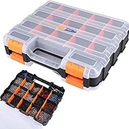 AllinRC Parts Storage Box Tool Box Double Side Hardware Organizer 34 Compartments with Removable Dividers for Screws Bolts Nuts Nails-1