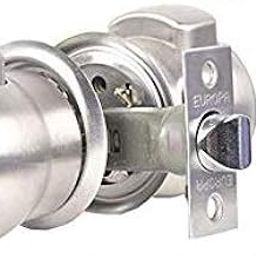EUROPA Feather Touch Press Button Cylindrical Lock C120SS with 3 Normal Keys, Only for Bed Room Satin, Silver-17