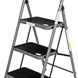 G A Engineering Co 3 Step Heavy-Duty Steel Ladder for Home | Foldable Step Ladder with Wide Anti-Skid Steps, Non-Slip Handgrip & Strong Build (Grey)-image-20