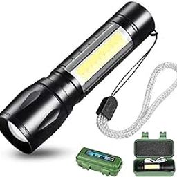 DOTCOM LED Emergency Handheld Flashlight USB Rechargeable Flashlight 3 Modes Adjustable Focus,Portable Waterproof LED Flashlight with COB Side Lights，Best Tactical Torch for Hurricane (1pack)-6