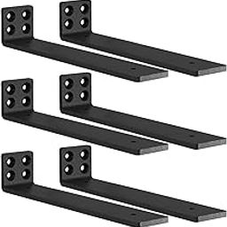 MLOQI 6 Pack Heavy Duty Shelf Brackets, L Brackets for Shelves, 5mm Thick Floating Shelf Bracket Up to 50KG Capacity (12Inch)-13